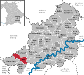 Poziția Haag i.OB pe harta districtului Mühldorf