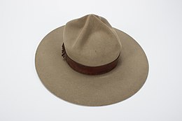 A campaign hat used by the Legion of Frontiersmen, c. 1910s Hat, lemon squeezer (AM 2013.20.1.3-2).jpg