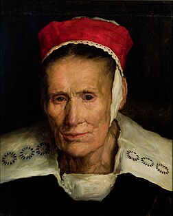 Tête de Bretonne au ruban rouge, huile sur toile d’Henry Déziré réalisée avant 1913 (musée des beaux-arts de La Rochelle). (définition réelle 2 826 × 3 526)