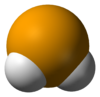 Space-filling model of the hydrogen selenide molecule