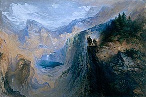 Manfred On The Jungfrau, inspirado na aquarela de Byron's Manfred (1837), guache e goma arábica, dimensões desconhecidas, Birmingham Museums Trust, Birmingham