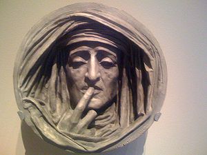 Le Silence, painted plaster sculpture by Augus...