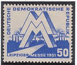 Briefmarke für die Leipziger Frühjahrsmesse 1951 in blauer Version