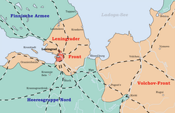 Térkép a keleti front északi részének helyzetét 1942 májusától 1943 januárjáig