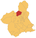 Localización de Cieza con respecto a la Región de Murcia