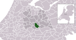 Zvýrazněná poloha Houtenu na městské mapě Utrechtu