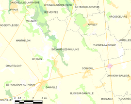 Mapa obce Sylvains-les-Moulins