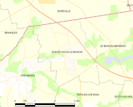 Mapa obce Chevry-sous-le-Bignon