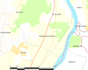 Poziția localității Farges-lès-Mâcon