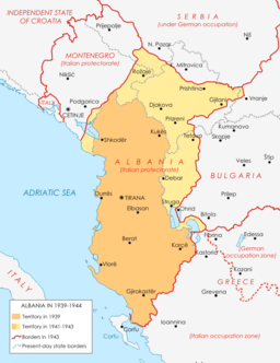 Map of Albania during WWII