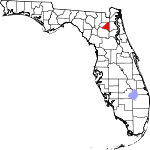 Карта штата с изображением округа Брэдфорд в угловой части штата. Он небольшой по размеру.