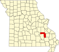 Map of Missouri highlighting Iron County