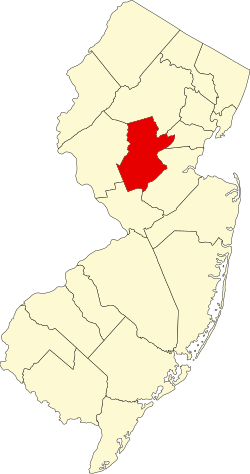 map of New Jersey highlighting Somerset County