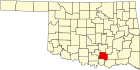 Harta statului Oklahoma indicând comitatul Johnston