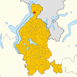 Kota Agra (merah) dalam Provinsi Varese (emas), Region Lombardia, Italia.
