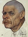N.A. Andreev所绘的高尔基肖像，1921年