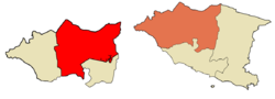 Alor Gajah Town in Alor Gajah District (left) Alor Gajah District in ملاکا State (right)