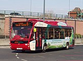 An Optare Versa in the "Hybrid" livery introduced in 2012