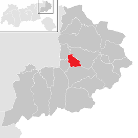 Poloha obce Oberndorf in Tirol v okrese Kitzbühel (klikacia mapa)