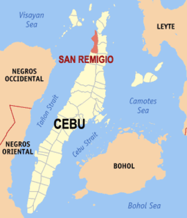 San Remigio na Cebu Coordenadas : 11°0'N, 123°57'E