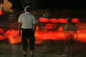 Défilé aux lampions du 1er août, fête nationale suisse, à Reinach en 2005.