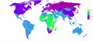 Annual population percent change in the world....