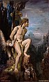 Image 11Prometheus (1868) by Gustave Moreau. In the mythos of Hesiodus and possibly Aeschylus (the Greek trilogy Prometheus Bound, Prometheus Unbound and Prometheus Pyrphoros), Prometheus is bound and tortured for giving fire to humanity. (from Myth)
