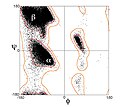 Ramachandran plot for the general case; data from Lovell 2003