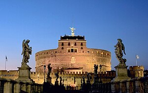 Castel Sant'Angelo from the bridge. The top st...