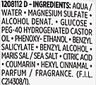 INCI-konforme Deklaration der Inhaltsstoffe eines Salzsprays mit Magnesiumsulfat und Meeressalz (= Natriumchlorid)