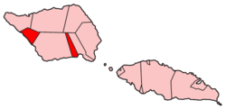 Map of Samoa showing Satupaʻitea district