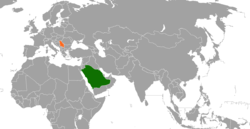 Map indicating locations of Saudi Arabia and Serbia