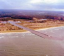 Aerial view looking southeast