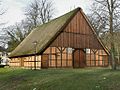 Half-timbered barn with brick infill. Uetersen, Germany. This barn's proportions resemble a Low German house.