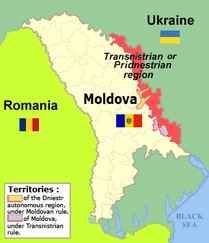 Transnistria is a breakaway territory in Moldova. TransnistrianRegionMap.png