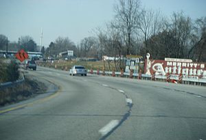 Westbound U.S. Route 422 at the merge onto the...