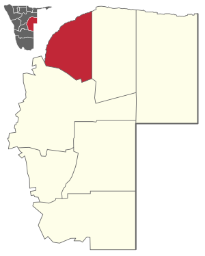 Otjinene constituency (red) in the Omaheke Region (yellow) of Namibia