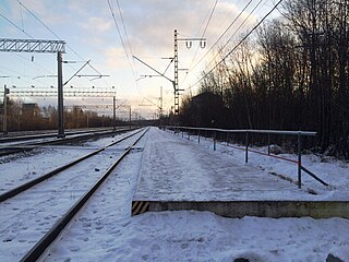 Пассажирская платформа. Вид в сторону ст. Деревянка.