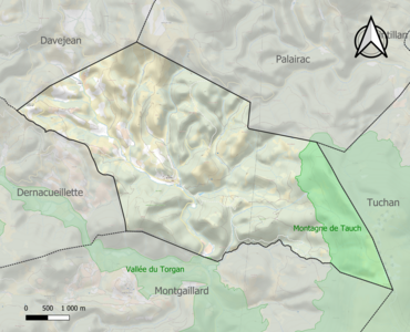 Carte de la ZNIEFF de type 1 sur la commune.