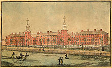 Old Brick Row in 1807 A View of the Buildings of Yale College at New Haven 1807.jpg