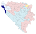 Collocatio finium municipii in Bosnia et Herzegovina et in Foederatione Bosniae et Herzegovinae.