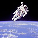 Bruce McCandless II during spacewalk in 1984