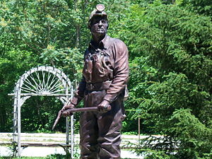 Coal Miners Statue located in Benham, Kentucky.