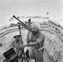 Indian troops man a Bren gun on an anti-aircraft mounting, Western Desert, 18 April 1941 Commonwealth Forces in North Africa E2502.jpg
