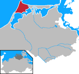 Ligging (rood) van Darß