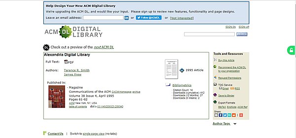 Unpaywall funcionando sobre la biblioteca digital de ACM