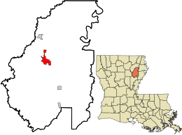 Location in Franklin Parish and the state of Louisiana.