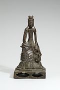 Bodhisattva Maitreya pensif. Bronze doré, H. 28,6 cm. Musée national de Corée