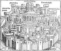 Hartmann Schedel, "Hierosolima" xilografía del Liber cronicarum, Nurenberg 1493