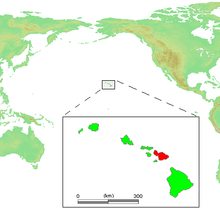 Map highlighting Maui, one of the Hawaiian islands